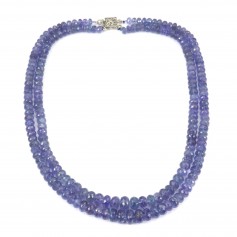 Necklace tanzanite faceted rondelle 2 strands 