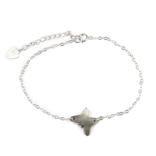 Bracelet chaîne silver 925 butterfly in gris shell