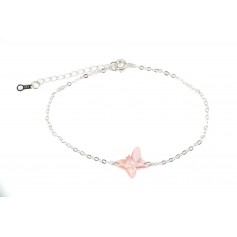 Bracelet chaîne argent 925 papillon en nacre rose