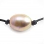 Bracelet cordon perle d'eau douce mauve