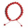 Bracelet Bamboo de mer teinte rouge boule rond 8mm 