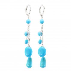 Earring Silver 925 reconstructed turquoise dormeuse x 2pcs