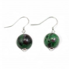 Earring silver 925 ruby zoisite 12mm x 2pcs 