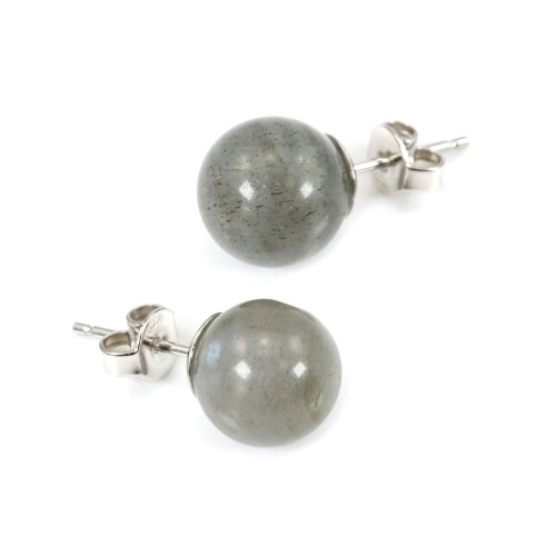 Earring silver 925 labradorite 10mm x 2pcs