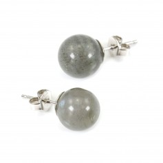 Earring silver 925 labradorite 10mm x 2pcs