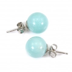 Boucle d'oreille amazonite 10mm, en argent 925 x 2pcs