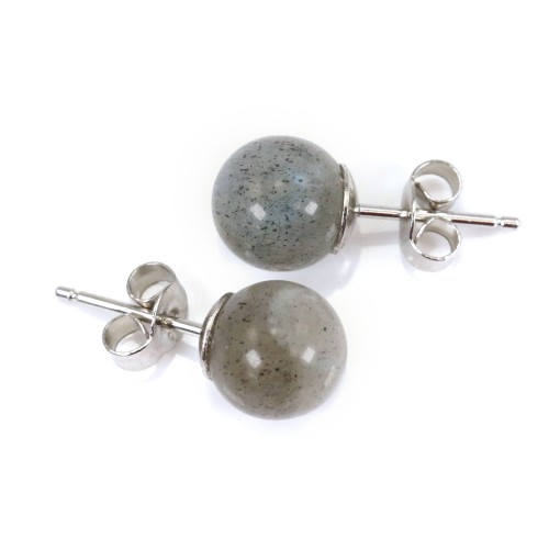 Boucle d'oreille argent 925 perle nacré 6mm  x 2pcs