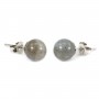 Earring silver 925 black agate 6mm x 2pcs 