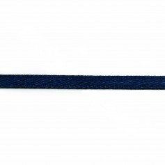Fil polyester Double face satin 3mm Bleu fonceX 5 m