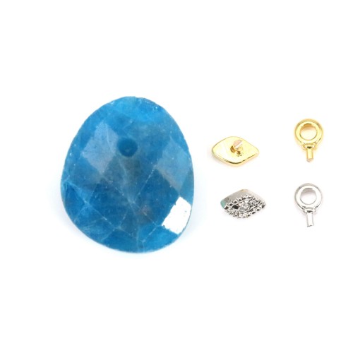 Pendentif Amazonite goutte décoré oeil - 12x14mm x 1pc