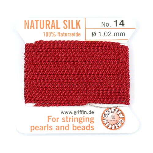 Silk bead cord 0.3mm with  needle attached gray x 2m