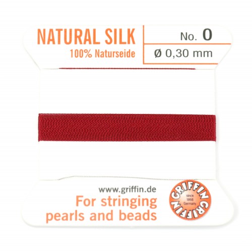 Silk bead cord 0.3mm with  needle attached gray x 2m