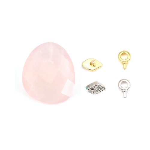 Ciondolo a goccia di quarzo rosa con occhio - 12x14mm x 1pc