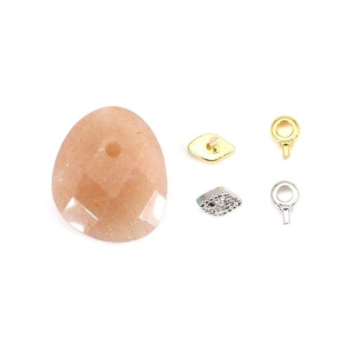 Pendentif Amazonite goutte décoré oeil - 12x14mm x 1pc