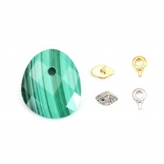 Pendentif Malachite goutte décoré oeil - 12x14mm x 1pc
