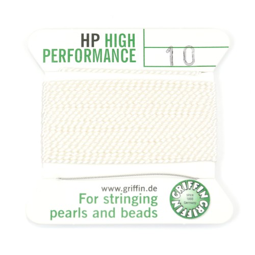 Fil haute performance blanc 0.80mm attaché à une aiguille x 2m