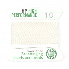 Fil haute performance blanc 0.80mm attaché à une aiguille x 2m