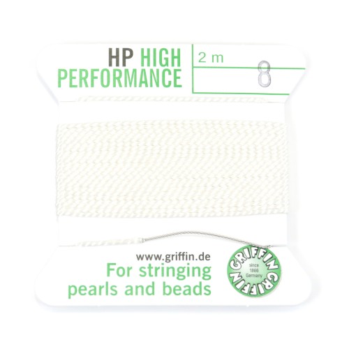 Fil haute performance blanc 0.60mm attaché à une aiguille x 2m