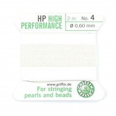 Fil haute performance blanc 0.45mm attaché à une aiguille x 2m
