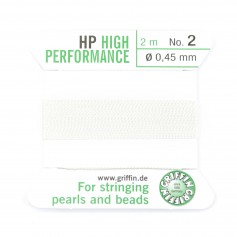 Fil haute performance blanc 0.35mm attaché à une aiguille x 2m