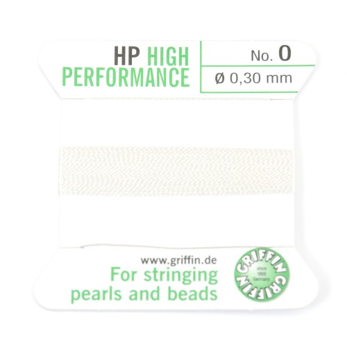 Fil haute performance blanc 0.3mm attaché à une aiguille x 2m