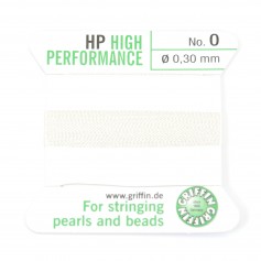 Fil haute performance blanc 0.3mm attaché à une aiguille x 2m