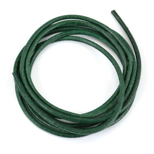 Ruban de cuir vachette vert 2mm x 1m