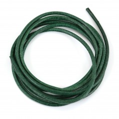 Ruban de cuir vachette vert 2mm x 1m