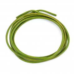 Ruban de cuir de chevreau vert pomme 1.3mm x 1m