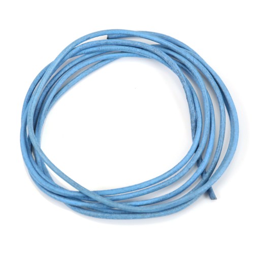 Ruban de cuir de chevreau bleu 1.3mm x 1m