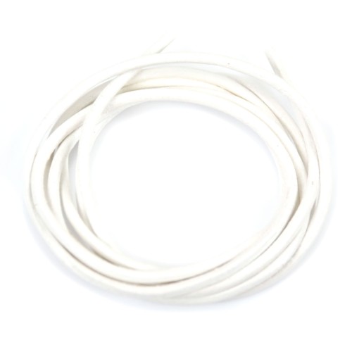 Ruban de cuir vachette blanc 2mm x 1m