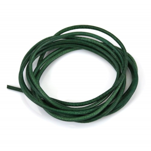 Ruban de cuir de chevreau  vert 1.3mm x 1m