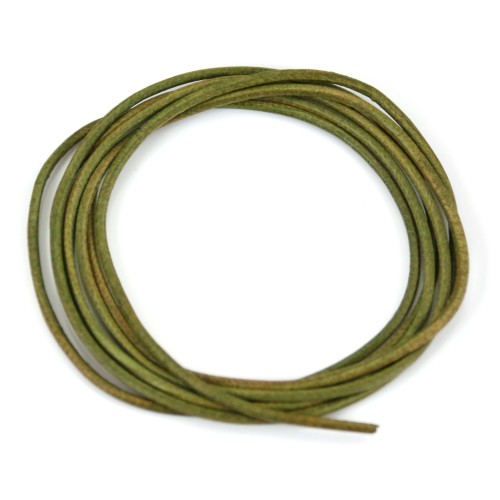 Ruban de cuir de chevreau olive 1.3mm x 1m