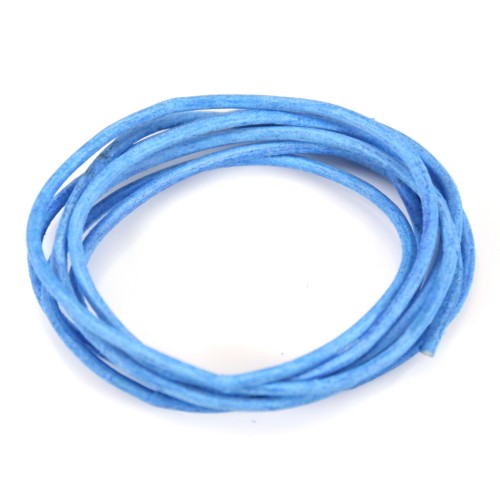 Ruban de cuir vachette bleu 2mm x 1m