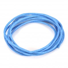 Ruban de cuir vachette bleu 2mm x 1m