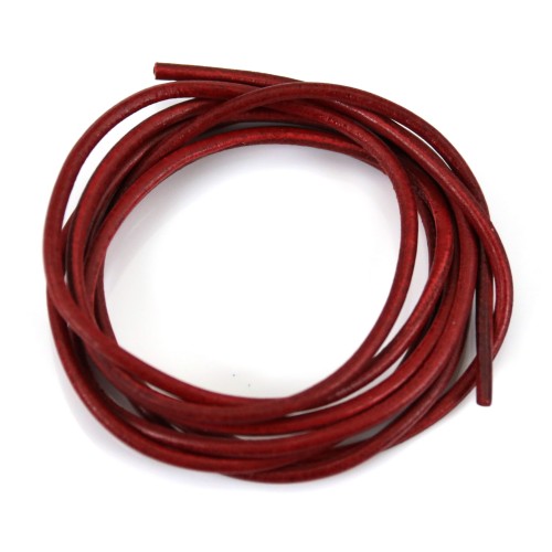 Ruban de cuir vachette rouge 2mm x 1m