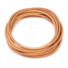 Leather cord rounded cowhide natural 2mm x 1m