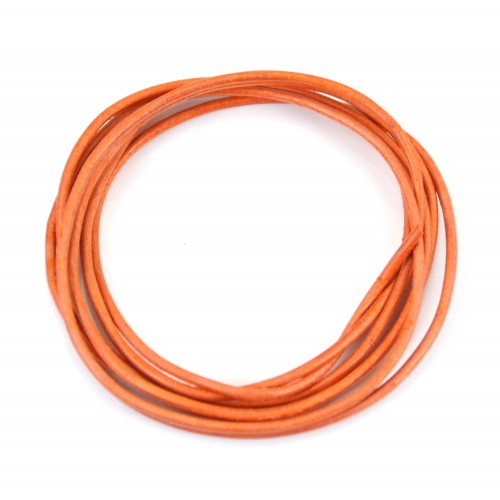 Ruban de cuir de chevreau orange 1.3mm x 1m