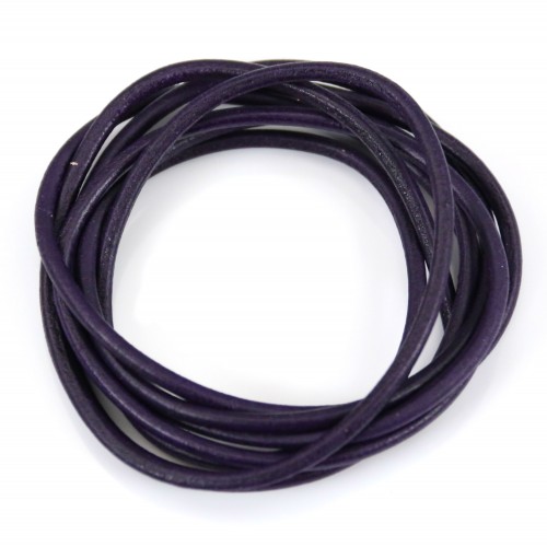 Ruban de cuir vachette violet 2mm x 1m