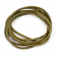 Ruban de cuir vachette olive 2mm x 1m