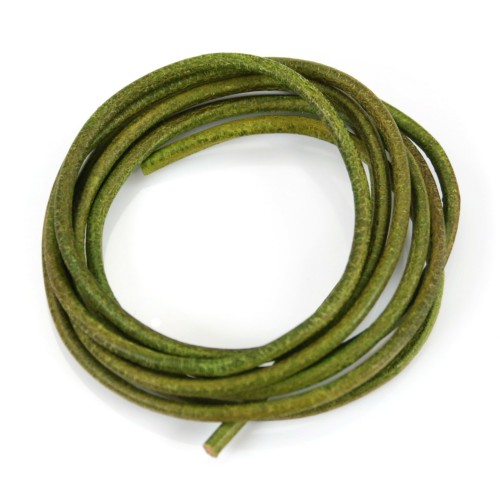 Ruban de cuir vachette vert pomme 2mm x 1m