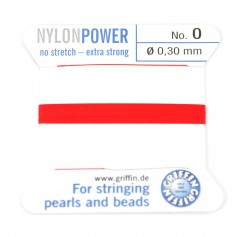 Fil power nylon avec aiguille inclus, de couleur rouge x 2m