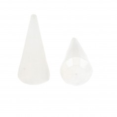 Pendentif Cristal de roche pendule semi percé 16x40mm x 1pc