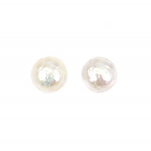 Freshwater cultured pearl, white, round mosaic, 9-10mm x 1pc