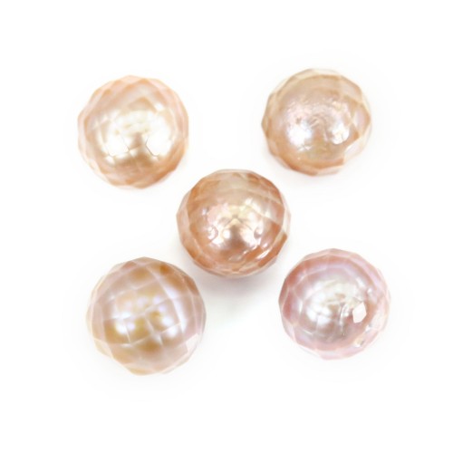 Freshwater cultured pearl, white, round mosaic, 9-10mm x 1pc