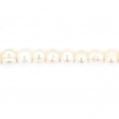 Perles de culture d'eau douce, blanche, irrégulière, 7mm x 10pcs