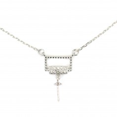 Chaîne en argent 925 rhodié  maille ovale & zirconium pour perle semi percé x 40cm