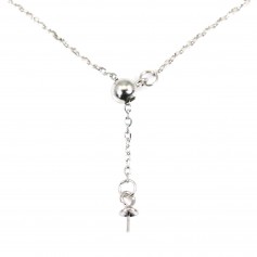 Chaîne en argent 925 rhodié maille ovale pour perle semi percéex 45cm