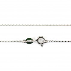 Chaîne maille carré 0.7mm en Argent 925 rhodié x 40cm