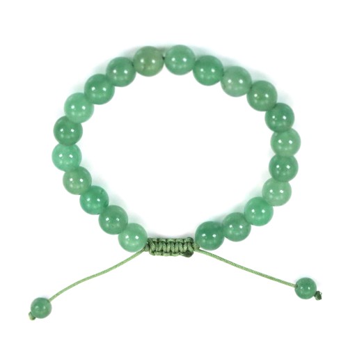 Pulsera Aventurina Redonda 8mm - Ajustable macramé x 1pc